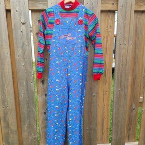 CREEPY CHUCKY Child's Play 2 Adult Costume Jumper Jumpsuit Overalls Adult XS